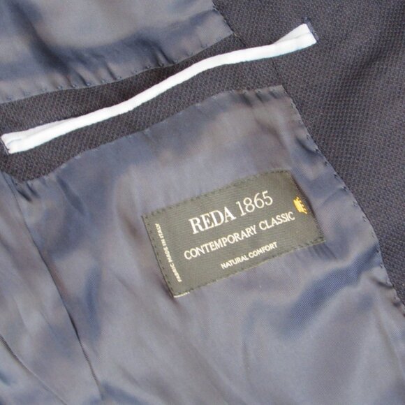 Buttoned Down x Reda 1865 Blue Contemporary Texture mens navy wool blazer 36R - Picture 6 of 8